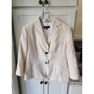 Talbots Linen Blazer 8 Cream White Jacket Academia Office Career